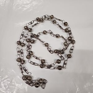 Vintage Mexican Wedding Necklace Links Silver Tone 60"